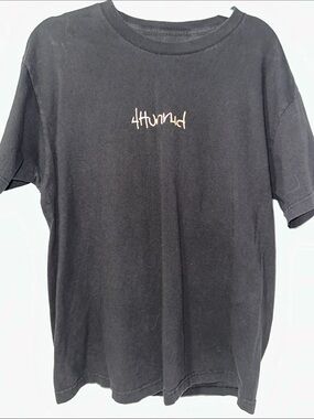 4Hunnid Black Short-Sleeve Graphic Tee with Small Gold Script